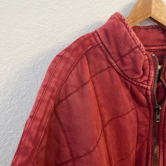 Free People Dolman Quilted Knit Jacket XL Cherry Juice Oversized Cotton Full Zip - Picture 5 of 16